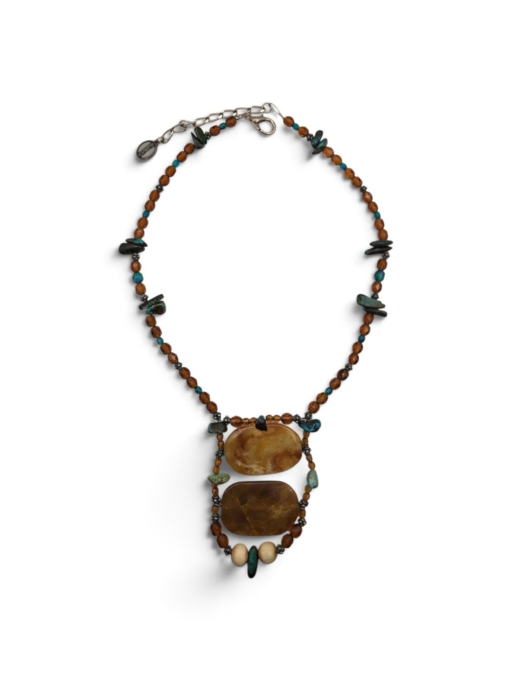 Vintage Signed GLORIA’S Mixed Stone & Glass Bead Statement Necklace
